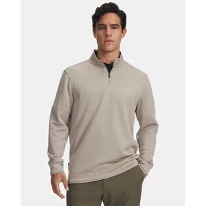 Under Armour Storm Quarter Zip Pullover Sweater Mens Large Beige Golf Athleisure